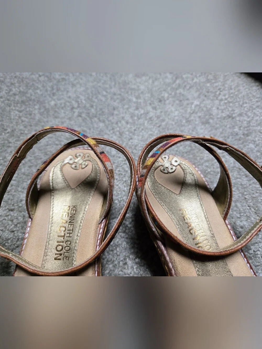 Vtg Y2K Kenneth Cole Reaction JELLYROLL Striped Wedge Sandals 8.5M